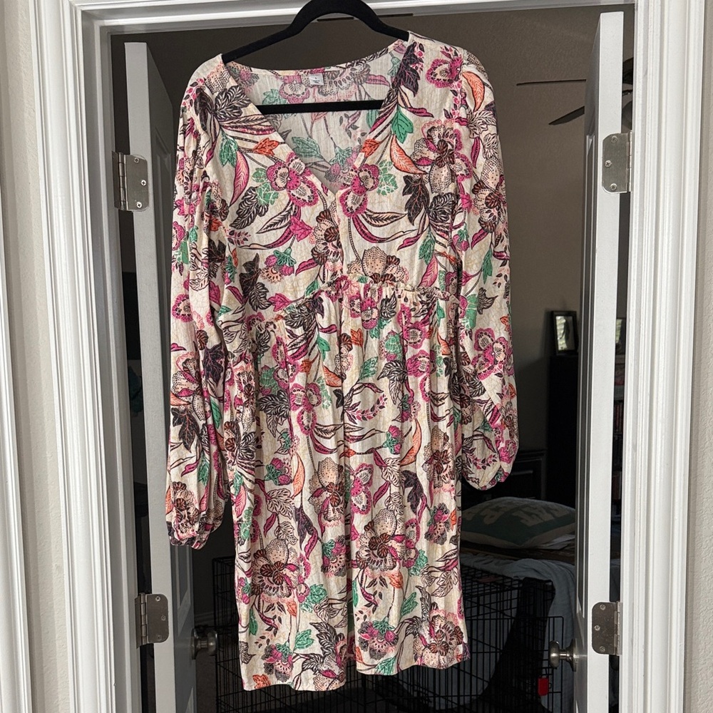NWT Old Navy Floral Print Mini Dress with Long Sleeves Size L